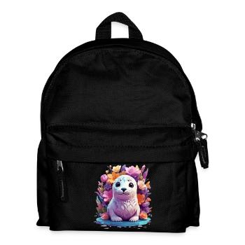 Süßer Seehund - Kinder Rucksack - Schwarz - Vorne