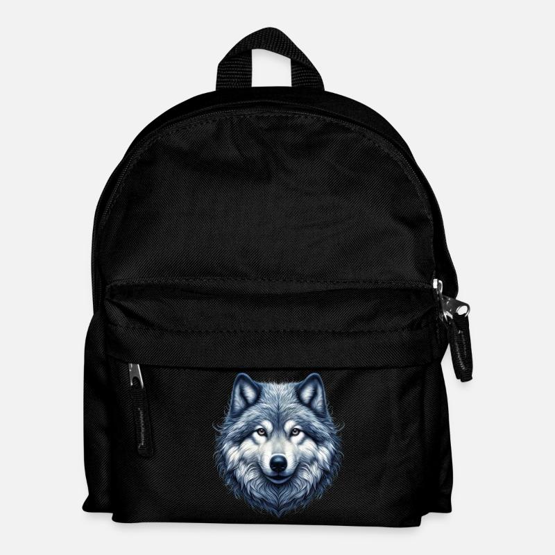 Wolf - Kinder Rucksack - Schwarz