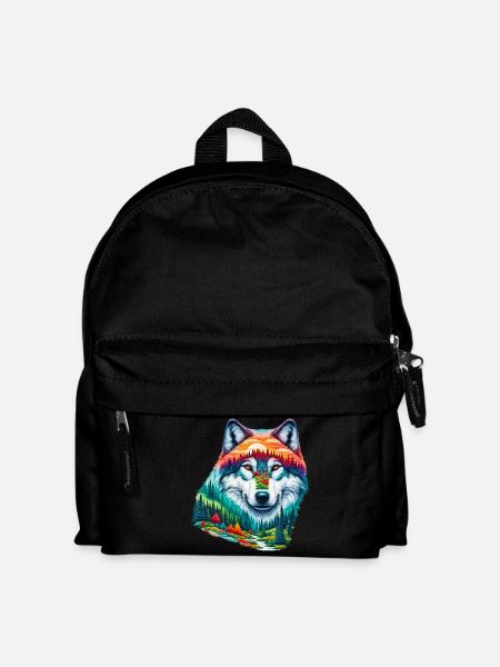 Wolf - Kinder Rucksack - Schwarz