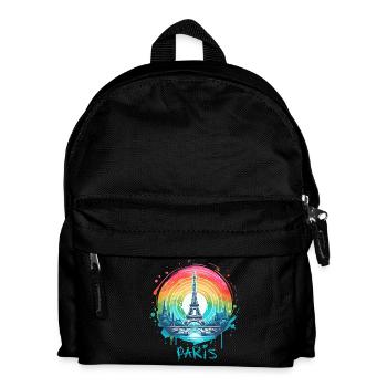 Pariser Eiffelturm mit Regenbogen-LGBT-Skyline - Kinder Rucksack - Schwarz - Vorne