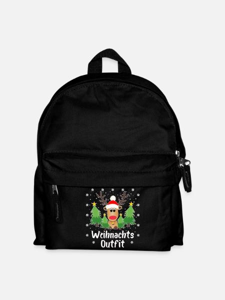 Rentier Tannenbäume Schneeflocken Weihnachten - Kinder Rucksack - Schwarz