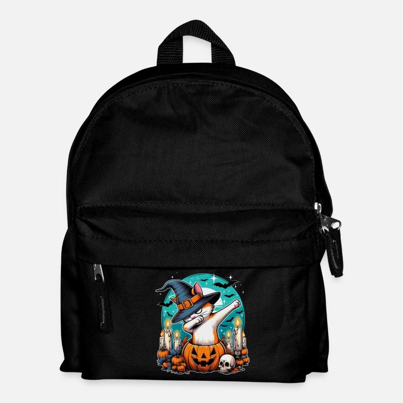 Dabbing Katze im Kürbis Halloween Design - Kinder Rucksack - Schwarz