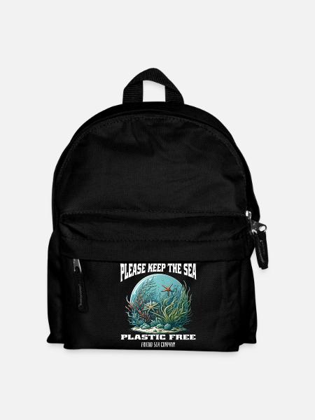 Plastik und Meer - Kinder Rucksack - Schwarz
