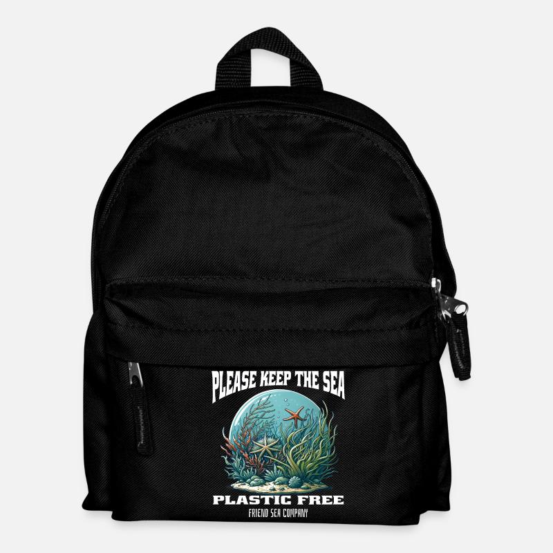 Plastik und Meer - Kinder Rucksack - Schwarz