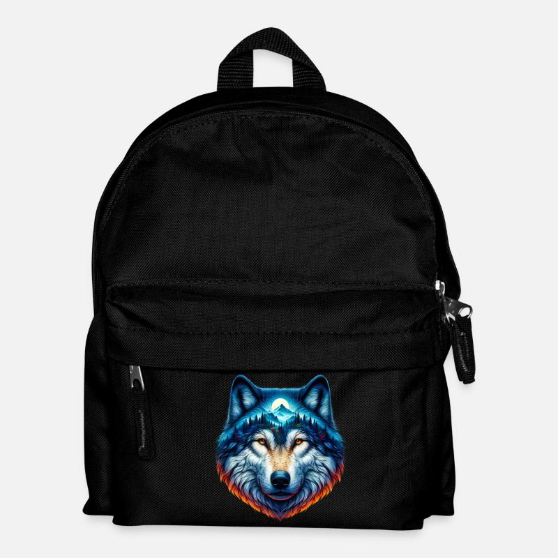 Wolf - Kinder Rucksack - Schwarz