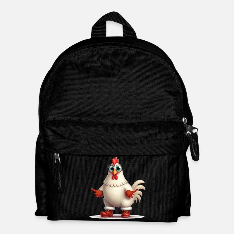 Temperamentvolle Henne mit Stiefeln - Kinder Rucksack - Schwarz