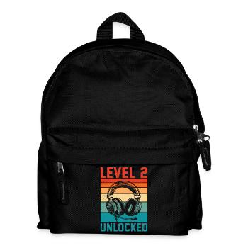 Baby 2. Geburtstag – 2 Jahre alt, Level 2 freigeschaltet - Kinder Rucksack - Schwarz - Vorne