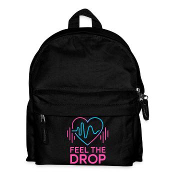 FEEL THE DROP Heart Neon EDM Party Electro - Kids' Backpack - black - Front