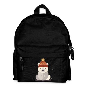 Sleeping Polar Bear with Winter Hat – Winter Motif - Kids' Backpack - black - Front