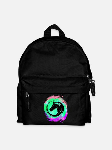 Pferdekopf Neon Kreislauf - Kinder Rucksack - Schwarz