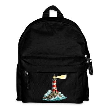 Leuchtturm am Felsenmeer Lichtstrahl - Kinder Rucksack - Schwarz - Vorne