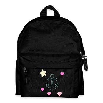 Pastel Anchor Doodle with Hearts and Star - Kids' Backpack - black - Front