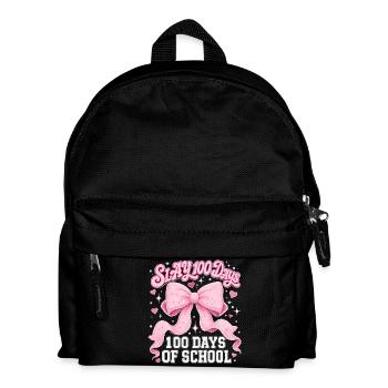 Slay 100 Day School Pink Bow Coquette - Kids' Backpack - black - Front