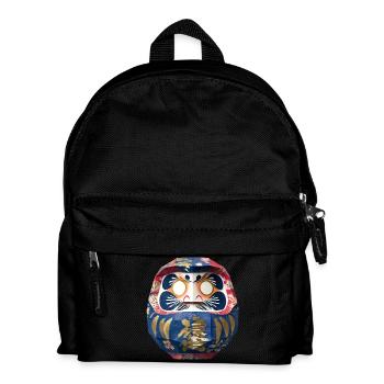 Bunter Daruma mit Blumenmuster Origami Daruma - Kinder Rucksack - Schwarz - Vorne