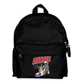 Aussie On! Verspielter Frisb-Hund - Kinder Rucksack - Schwarz - Vorne