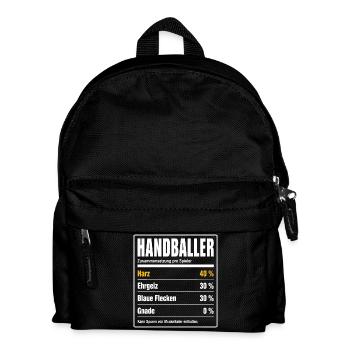 Handballer Inhaltsstoffe – 40 % Harz, 0 % Gnade - Kinder Rucksack - Schwarz - Vorne