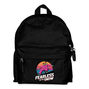 Fearless in the Snow - Retro Snowboard Art - Kids' Backpack - black - Front