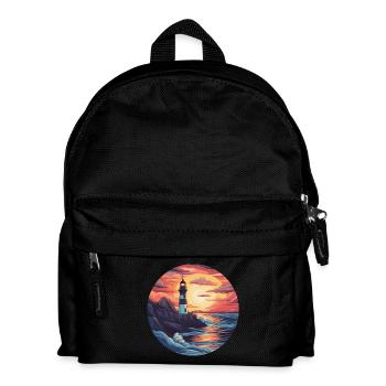 North Sea lighthouse at sunset - - Kids' Backpack - black - Front