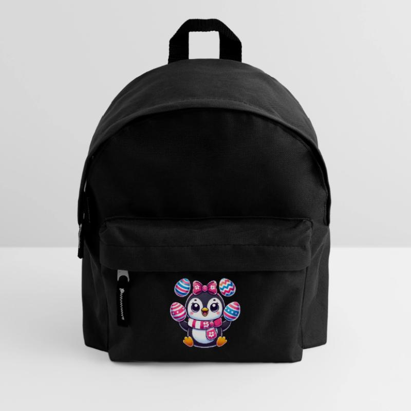 Easter penguin juggles colorful Easter eggs Kids' Backpack