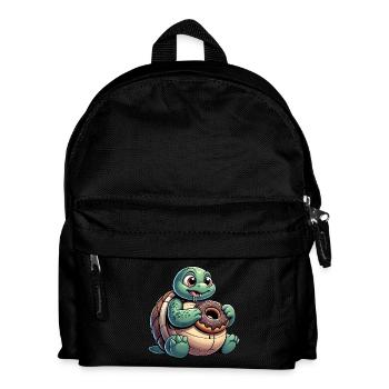 Chubby cartoon turtle in donut look - Kids' Backpack - black - Front