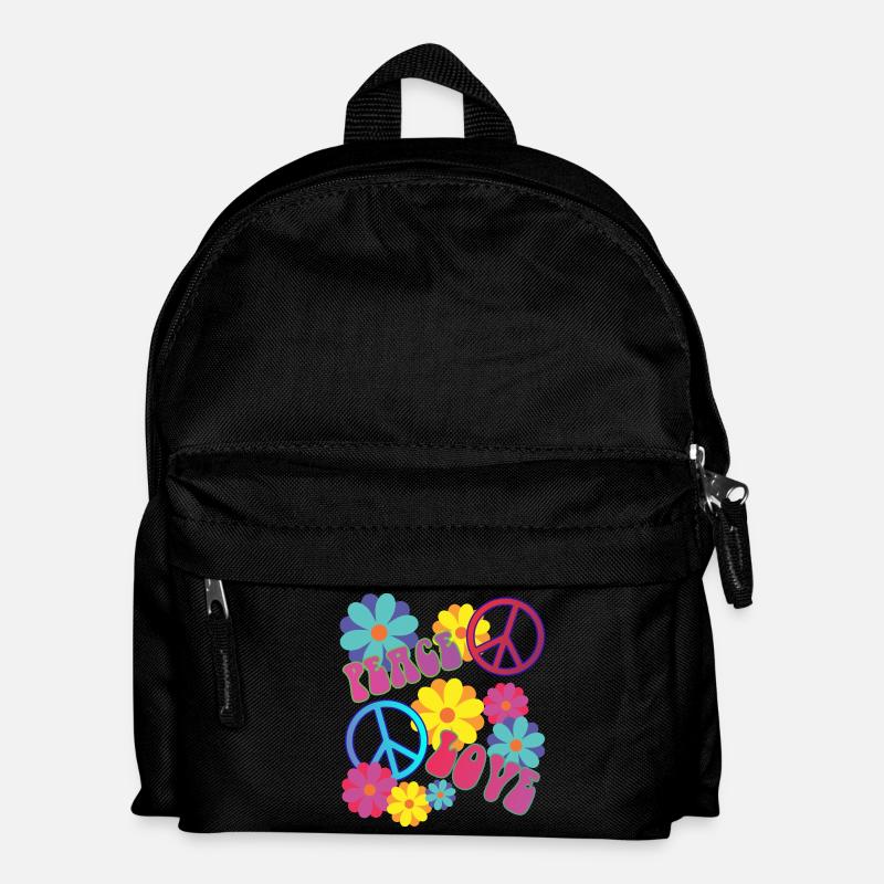 aimer la paix puissance hippie de fleurs - Sac à dos Enfant - noir