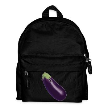 aubergine,Gemüse, - Kinder Rucksack - Schwarz - Vorne