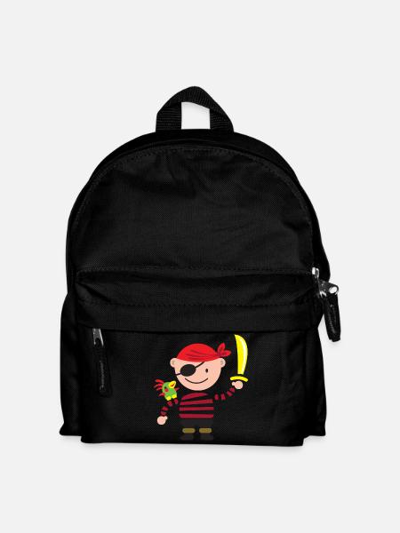 kleiner Pirat mit Papagei - Kinder Rucksack - Schwarz