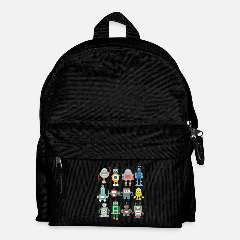 Nerd Roboter Retro lustig Geschenk Technik spielen - Kinder Rucksack - Schwarz
