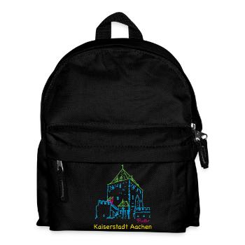 Kaiserstadt Aachen, Handzeichnung Ponttor - Kinder Rucksack - Schwarz - Vorne