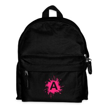 Team A letter A begining apple pink - Kids' Backpack - black - Front
