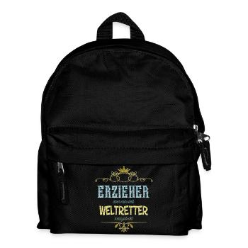 Erzieher Weltretter - Kinder Rucksack - Schwarz - Vorne