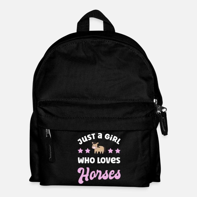 Pferd Pferde - Kinder Rucksack - Schwarz