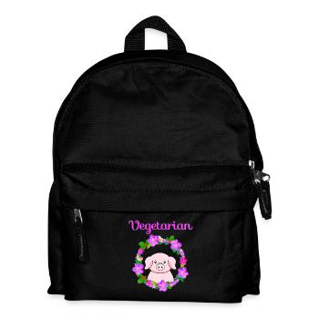Vegetarian, cute pig design - Kinder Rucksack - Schwarz - Vorne