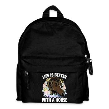 Das Leben ist besser mit einem Pferd - Kinder Rucksack - Schwarz - Vorne
