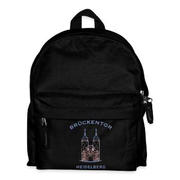 Heidelberg, Wahrzeichen Brückenturm 2 - Kinder Rucksack - Schwarz - Vorne