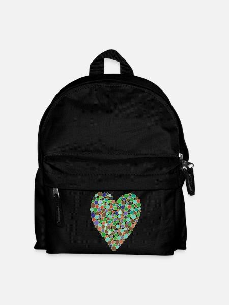 Heart Green - Kids' Backpack - black