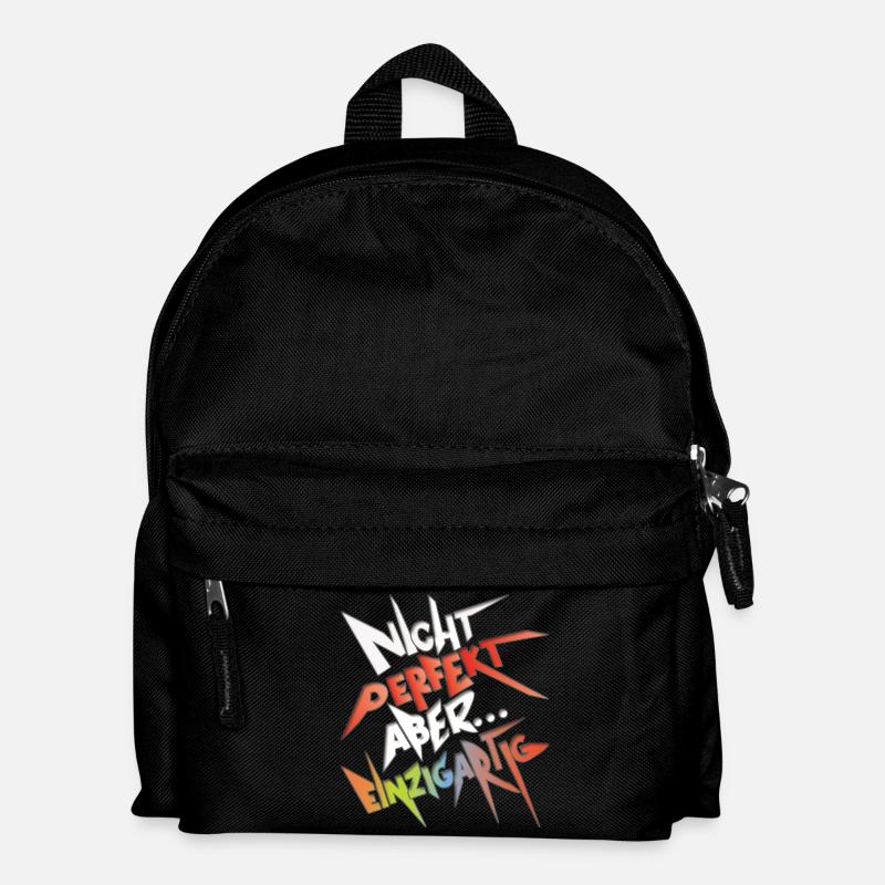 Witziger Spruch - Nicht perfekt aber einzigartig - Kinder Rucksack - Schwarz