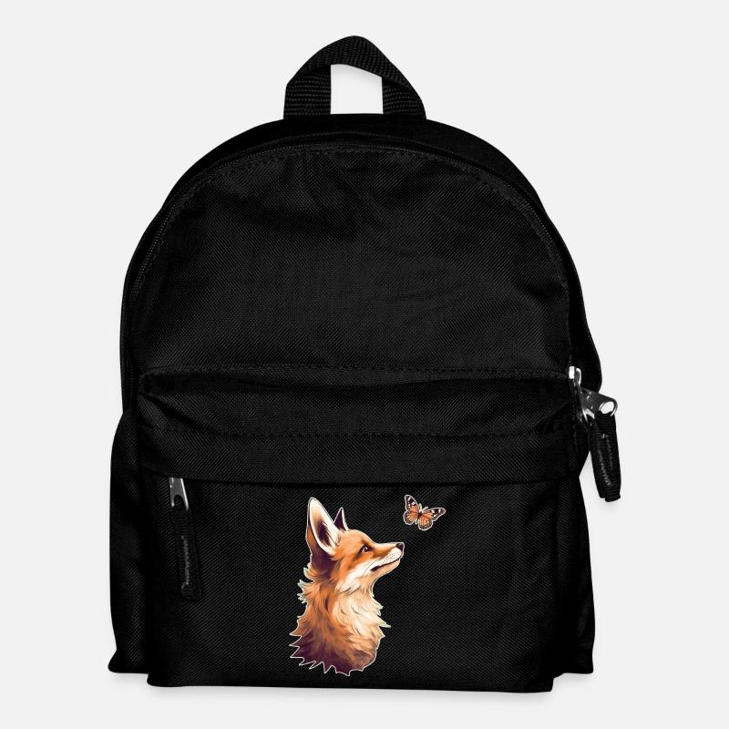 Fuchs mit Schmetterling - Kinder Rucksack - Schwarz