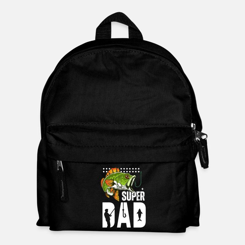Super Dad Fishing Giant Fish - Kids' Backpack - black