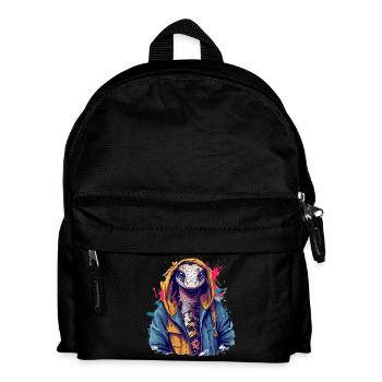 Schlange auf der Straße | Stadtschlange - Kinder Rucksack - Schwarz - Vorne