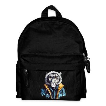 Streetstyle Schneeleopard | Leoparden-Liebhaber - Kinder Rucksack - Schwarz - Vorne