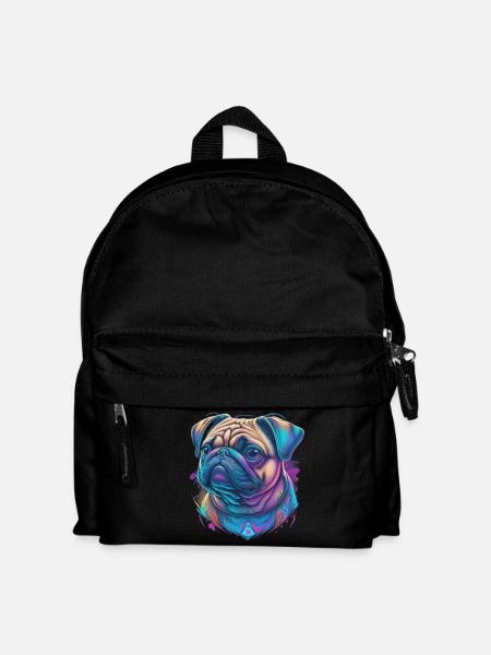 Mops Kopf - Kinder Rucksack - Schwarz