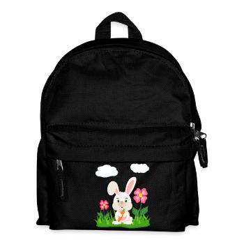 Süßes Kaninchen mit Möhre Hase Häschen Osterhase - Kinder Rucksack - Schwarz - Vorne