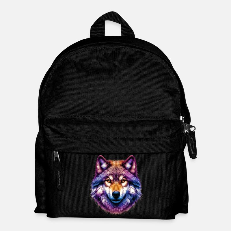 Wolf - Kinder Rucksack - Schwarz