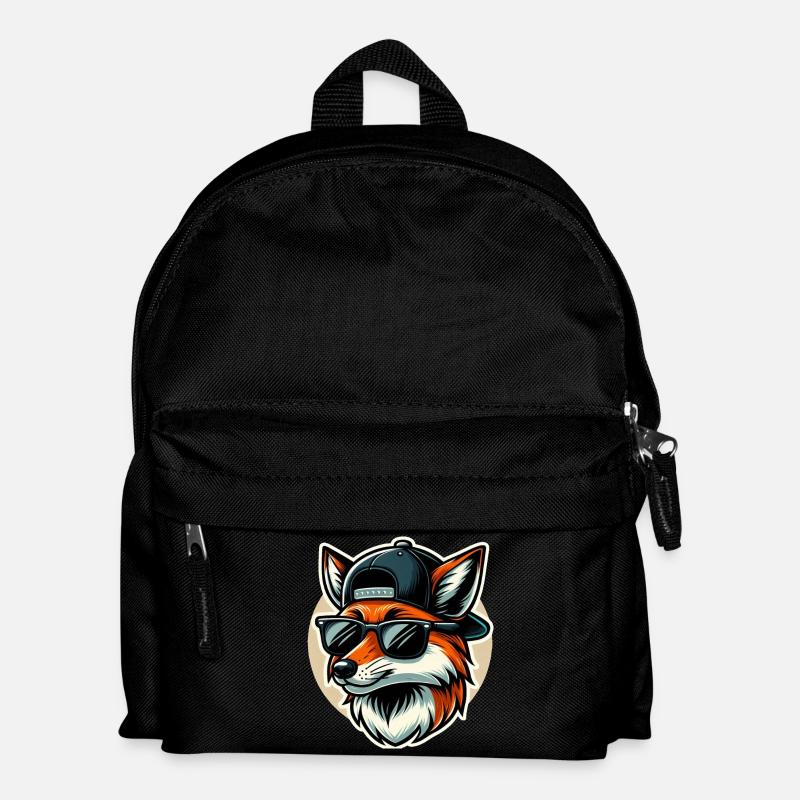 Fuchs mit Sonnenbrille und Cap - Kinder Rucksack - Schwarz