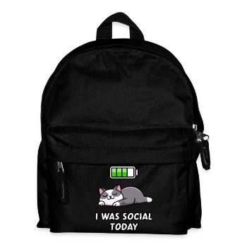 Recharge Mode: I Was Social Today - Kids' Backpack - black - Front