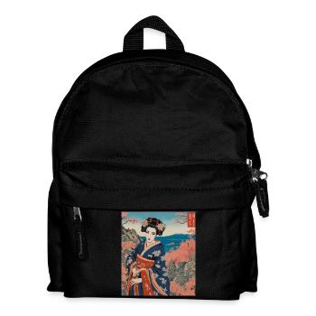 Traditionelle japanische Frau im Kimono auf Länderhintergrund - Kinder Rucksack - Schwarz - Vorne
