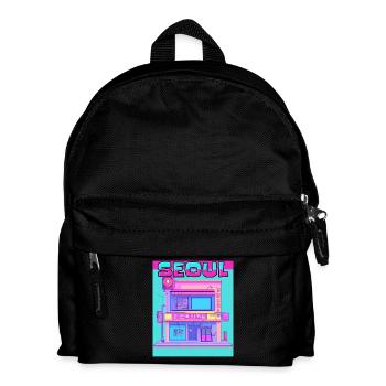 Neon Seoul Arcade Facade - Kids' Backpack - black - Front