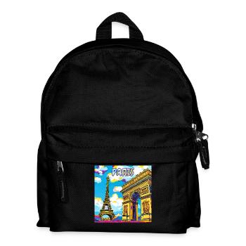 Paris Pop Art: Eiffel-Arc-Traumlandschaft - Kinder Rucksack - Schwarz - Vorne