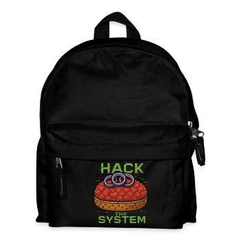 Hack the System – Mettbrötchen Shirt - Gourmett - Kinder Rucksack - Schwarz - Vorne